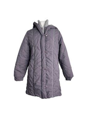 Vintage Dawn Purple Quilted Hooded Puffer Coat Womens Size 12 Winter Jacket